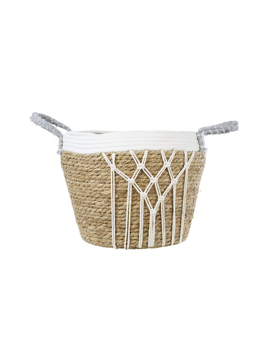 GloboStar Artificial Garden Sardinia Planter Macrame Beige with Stand 25x25x20cm.