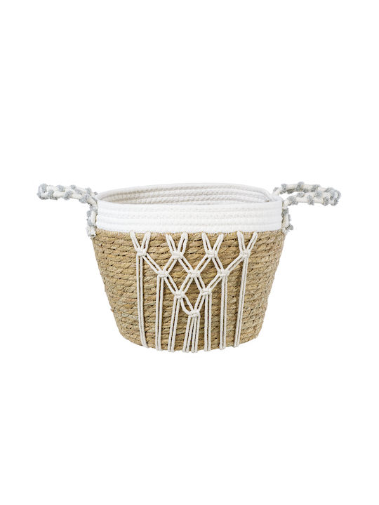 GloboStar Artificial Garden Sardinia Planter Macrame Beige with Stand 25x25x20cm.