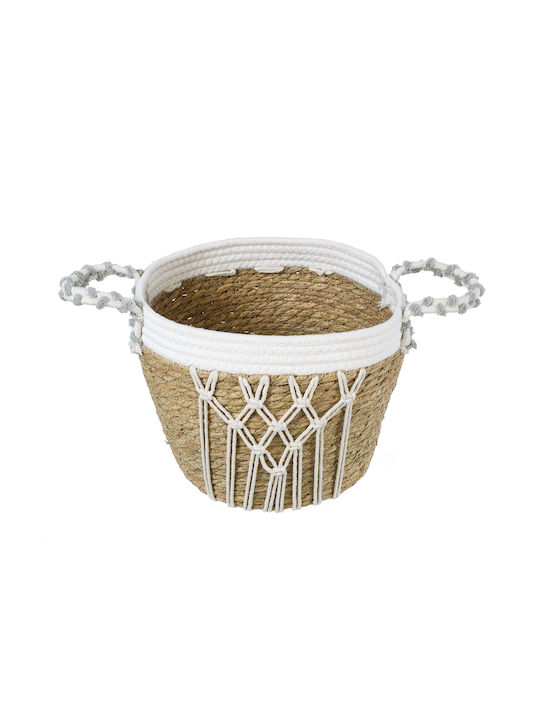 GloboStar Artificial Garden Sardinia Planter Macrame Beige with Stand 25x25x20cm.
