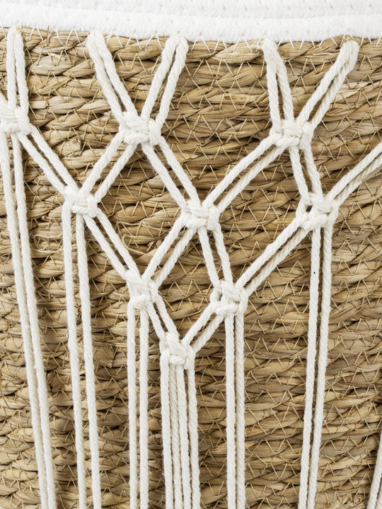 GloboStar Artificial Garden Sardinia Planter Macrame Beige with Stand 25x25x20cm.