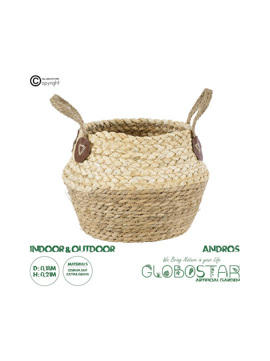 GloboStar Andros Planter Wicker Brown 18x18x21cm.
