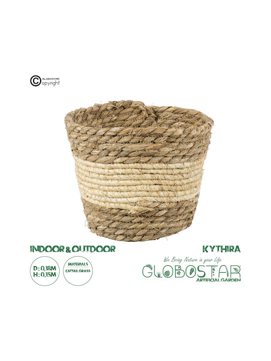 GloboStar Kythira Κασπώ Ψάθινο Μπεζ 18x18x15εκ.