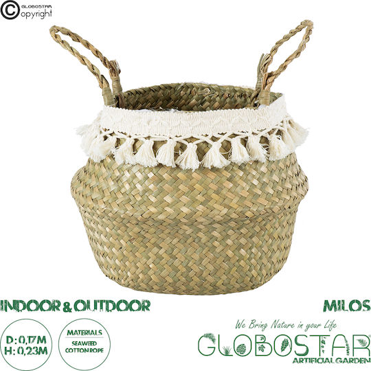 GloboStar Milos Саксия Слама Бежов Със стойка 17x17x23εκ.