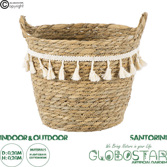 GloboStar Santorini Κασπώ Macrame Μπεζ με Βάση 20x20x20εκ.