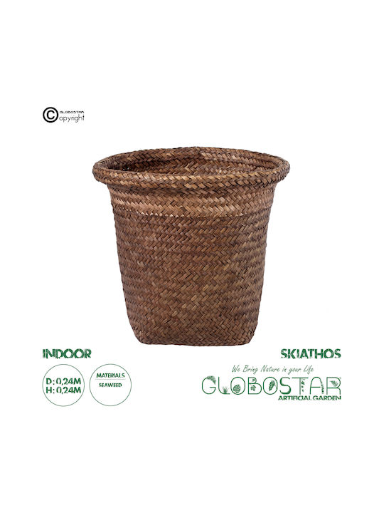 GloboStar Artificial Garden Skiathos Κασπώ Ψάθινο Καφέ με Βάση 24x24x24εκ.