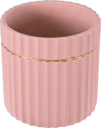 GloboStar Rethymno Übertopf Keramik Rose Gold mit Gestell 17x17x17εκ.