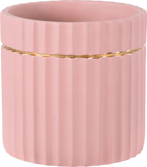 GloboStar Rethymno Übertopf Keramik Rose Gold mit Gestell 17x17x17εκ.