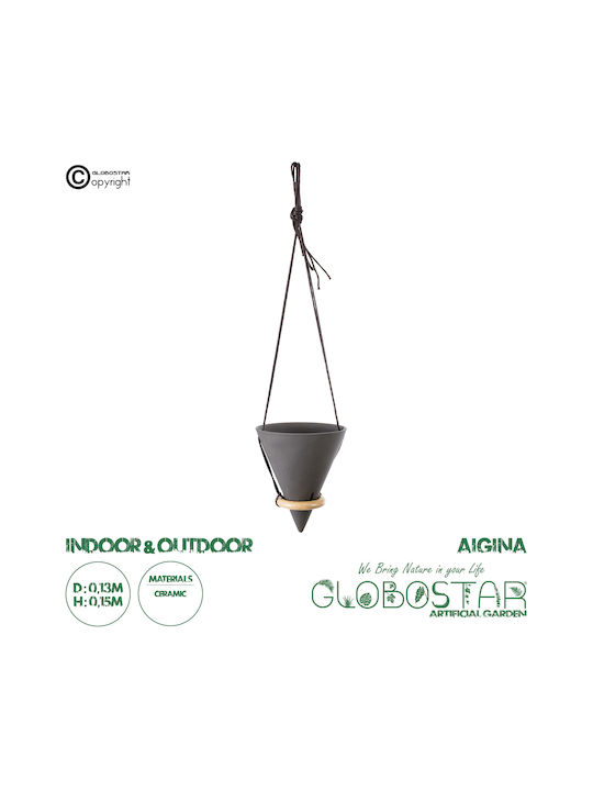 GloboStar Aigina Κρεμαστό Κασπώ Κεραμικό Μαύρο 13x13x15εκ. 10τμχ