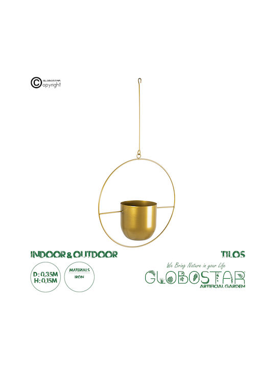 GloboStar Tilos Висящи Саксия Металик Златист 35x35x15εκ.