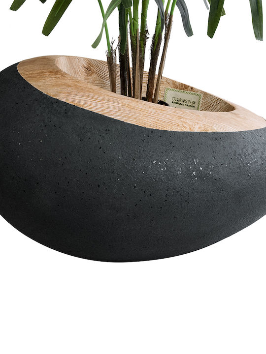 GloboStar Ravello Ghiveci Poliester Negru cu suport 82x82x45εκ.