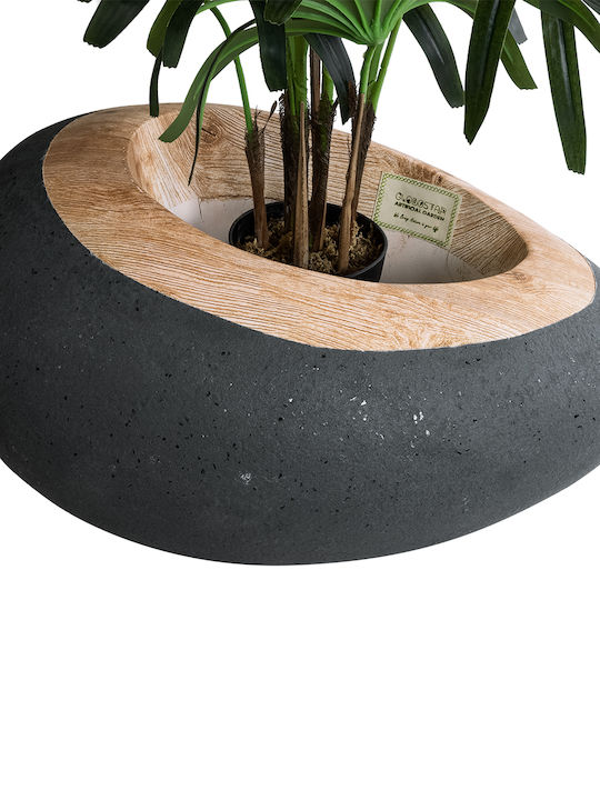 GloboStar Ravello Ghiveci Poliester Negru cu suport 82x82x45εκ.