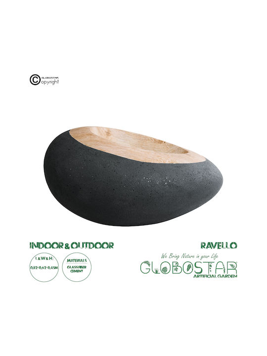GloboStar Ravello Ghiveci Poliester Negru cu suport 82x82x45εκ.