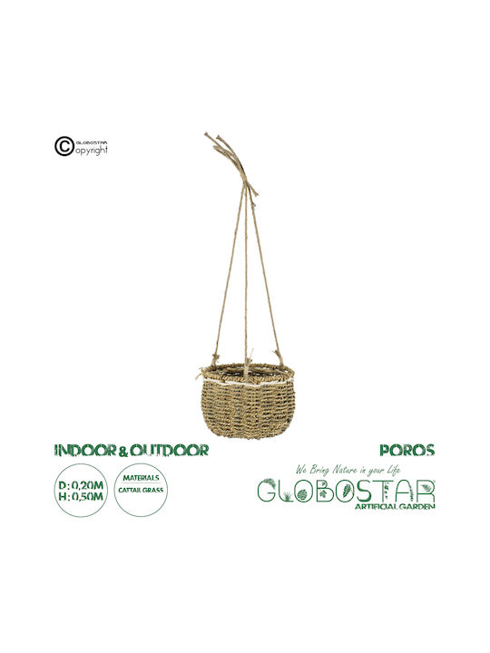GloboStar Poros Hängend Übertopf Korbweide Beige 20x20x50εκ.