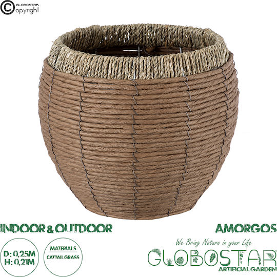 GloboStar Amorgos Übertopf Korbweide Beige 25x25x21εκ.