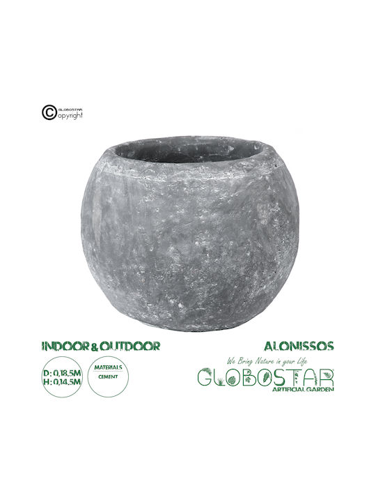 GloboStar Alonissos Übertopf Beton Gray mit Gestell 18.5x18.5x14.5εκ.