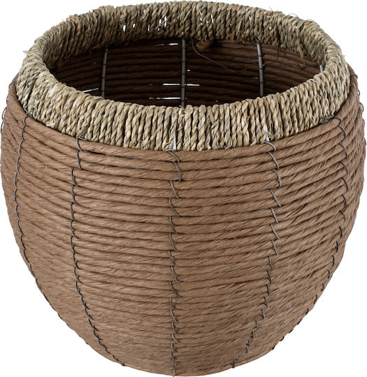 GloboStar Amorgos Übertopf Korbweide Beige 25x25x21εκ.