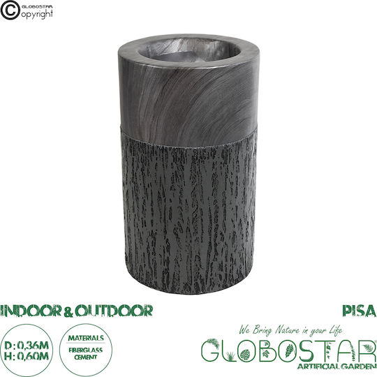 GloboStar Artificial Garden Pisa Κασπώ Πολυεστερικό Γκρι με Βάση 36x36x60εκ.