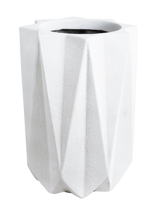GloboStar PADOVA Planter Polyester White with Stand 46x46x67cm.