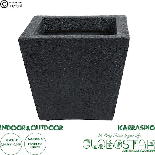 GloboStar Karraspio Planter Polyester Black with Stand 34x34x30cm.
