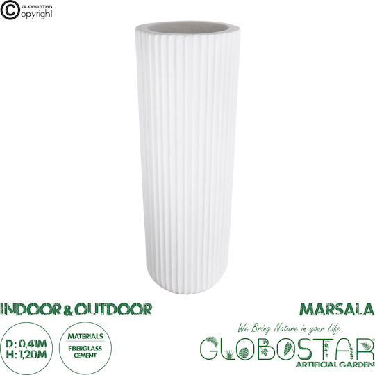 GloboStar Marsala Planter Polyester White with Stand 41x41x120cm.