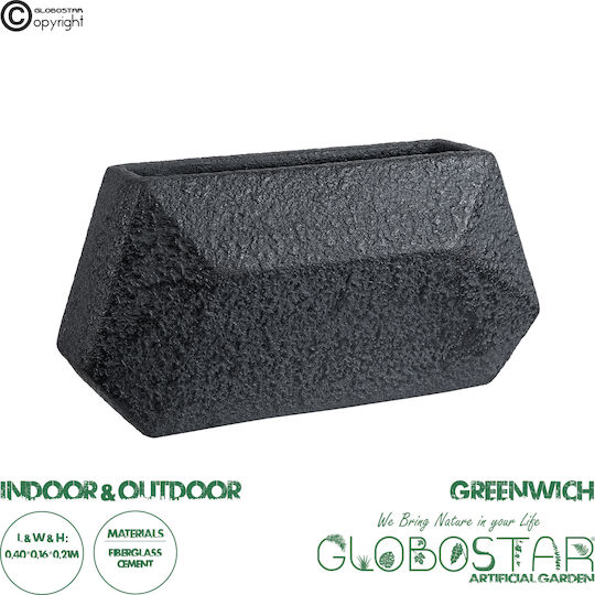 GloboStar Greenwich Саксия Полиестер Черен 40x16x21εκ.