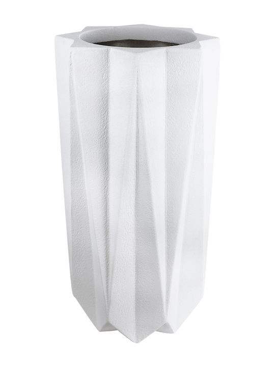 GloboStar Padova Planter Polyester White with Stand 48x48x100cm.