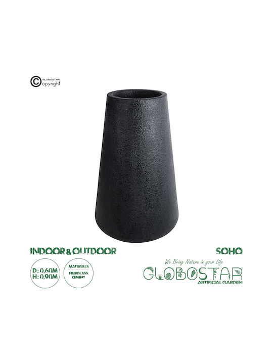 GloboStar Artificial Garden Soho Саксия Полиестер Черен 60x60x90εκ.