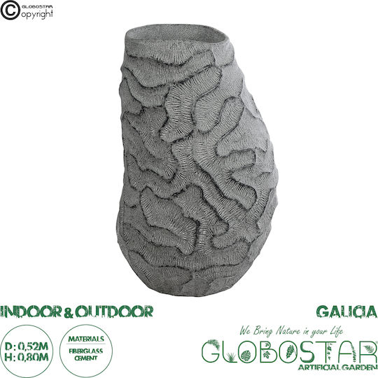 GloboStar Galicia Übertopf Polyester Gray mit Gestell 52x52x80εκ.