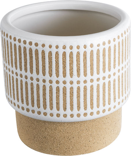 GloboStar Artificial Garden Amaretto Planter Ceramic Beige with Stand 11x11x11cm.