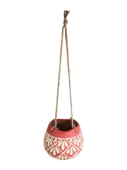 GloboStar Artificial Garden Africa Hängend Übertopf Keramik Rot 14x14x11.5εκ.