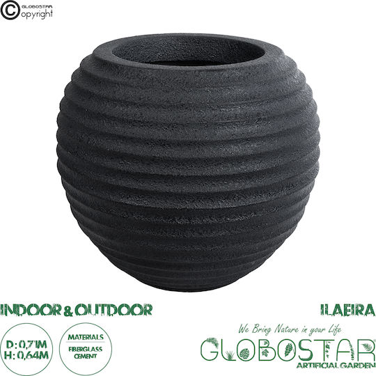 GloboStar Artificial Garden Ilaeira Κασπώ Πολυεστερικό Μαύρο με Βάση 71x71x64εκ.