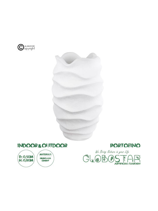 GloboStar Portofino Κασπώ Πολυεστερικό Λευκό με Βάση 50x50x80εκ.