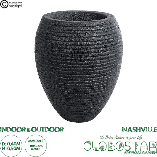 GloboStar Nashville Planter Polyester Black with Stand 40x40x50cm.