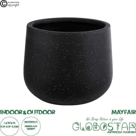 GloboStar Mayfair Κασπώ Πολυεστερικό Μαύρο με Βάση 25x25x30εκ.