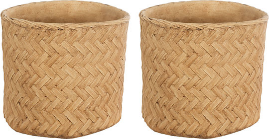 GloboStar Artificial Garden Medrano Übertopf Polyester Beige mit Gestell 69x69x23εκ.