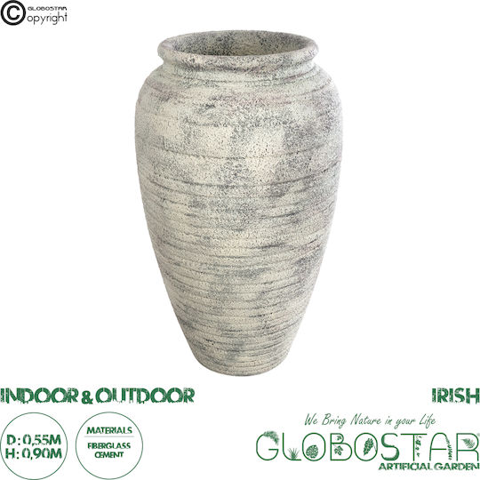 GloboStar Artificial Garden Irish Саксия Полиестер Бял Със стойка 55x55x90εκ.
