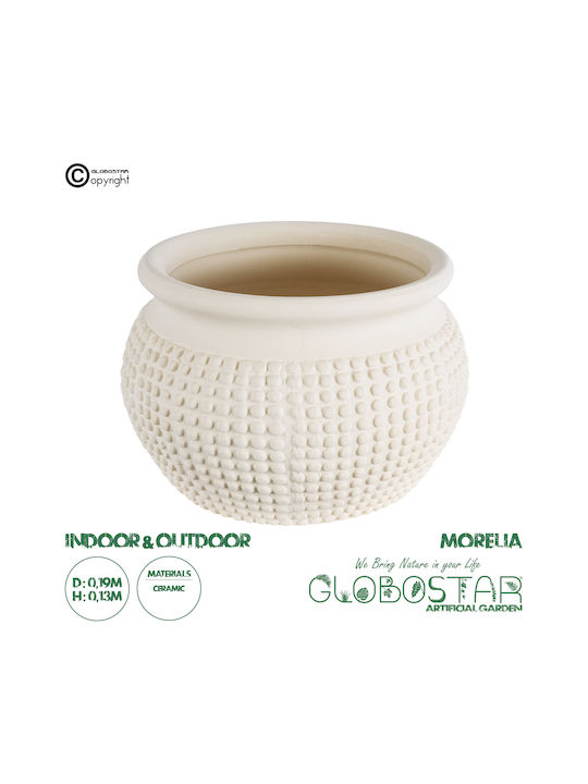 GloboStar Morelia Planter Ceramic Beige with Stand 19x19x13cm.