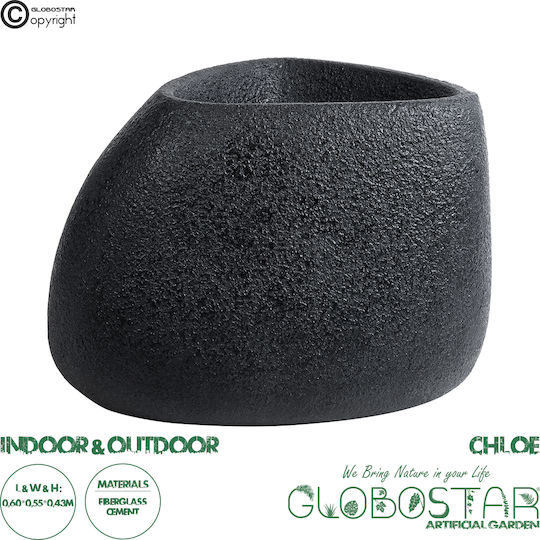 GloboStar Chloe Übertopf Polyester Schwarz 60x55x43εκ.