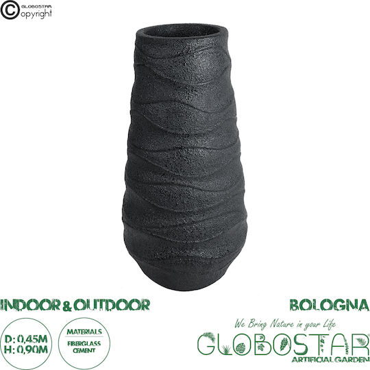 GloboStar Bologna Саксия Полиестер Черен Със стойка 45x45x90εκ.