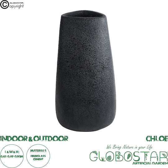 GloboStar Chloe Planter Polyester Black with Stand 45x45x90cm.