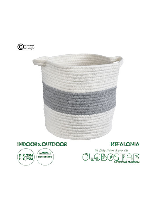 GloboStar Kefalonia Саксия Ратан Бял Със стойка 25x25x25εκ.