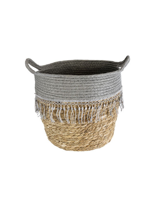 GloboStar Syros Übertopf Rattan Beige mit Gestell 25x25x22εκ.