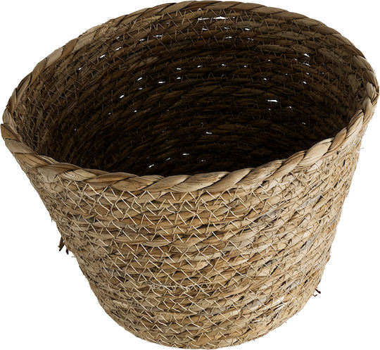 GloboStar Patmos Übertopf Rattan Braun mit Gestell 20x20x15εκ.