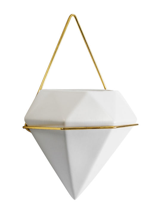 GloboStar Hängend Übertopf Keramik Weiß 20x10.5x30εκ.