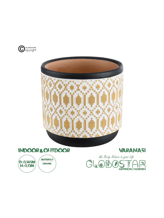 GloboStar Übertopf Keramik Gold 14.5x14.5x13εκ.