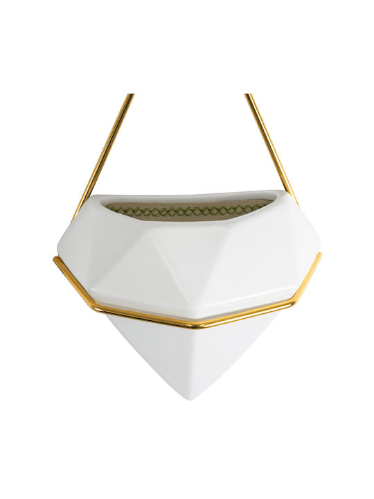 GloboStar Hängend Übertopf Keramik Weiß 15x8x24εκ.