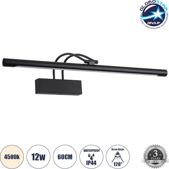 GloboStar Laura Modern Leuchte Badezimmer mit Integrierter LED und Neutralweißes Licht Schwarz 60x13cm