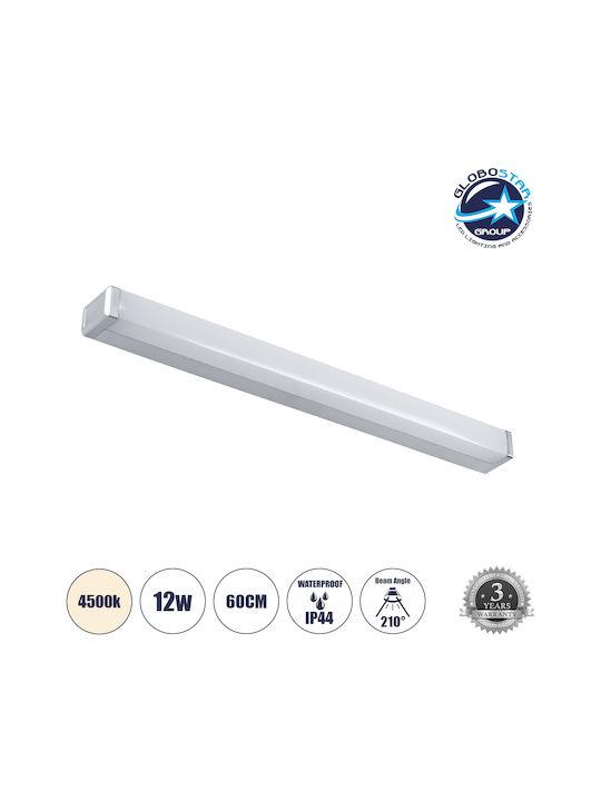 GloboStar Renata Modern Lamp Bathroom with Integrated LED and Natural White Light Silver 60x5.5cm