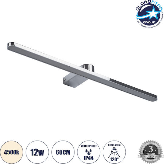 GloboStar Megan Modern Leuchte Badezimmer mit Integrierter LED und Neutralweißes Licht Silber 12x4cm