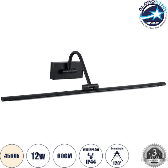 GloboStar Mira Modern Leuchte Badezimmer mit Integrierter LED und Neutralweißes Licht Schwarz 60x13cm